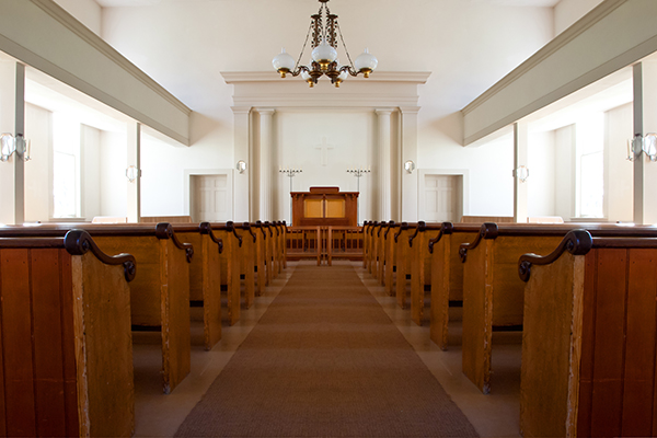 interior of an old simple country church